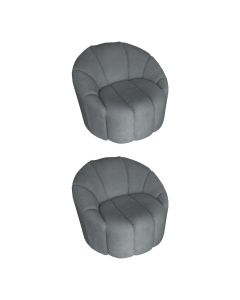 Kit 2 Poltronas Decorativa Luxo Safira Tecido Veludo Cinza 