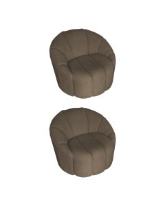 Kit 2 Poltronas Decorativa Luxo Safira Tecido Veludo Marrom