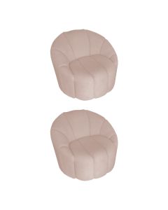 Kit 2 Poltronas Decorativa Luxo Safira Tecido Veludo Rose