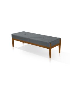 Recamier Verona Luxo Veludo Cinza 1,50x0,50 Base Em Madeira Maciça